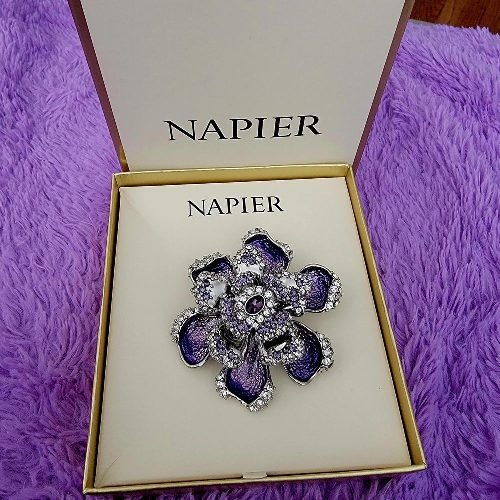 Napier Purple and Silver Flower Brooch